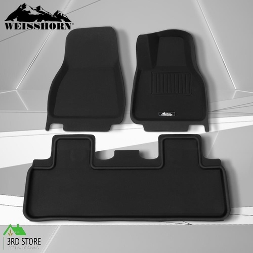 Weisshorn Car Rubber Floor Mats Front and Rear Fits Tesla Model Y 2021-2022