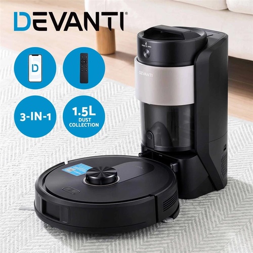 RETURNs DEVANTI Robot Vacuum and Mop, Self-Empty APP Control 6000Pa LDS Laser 3in1