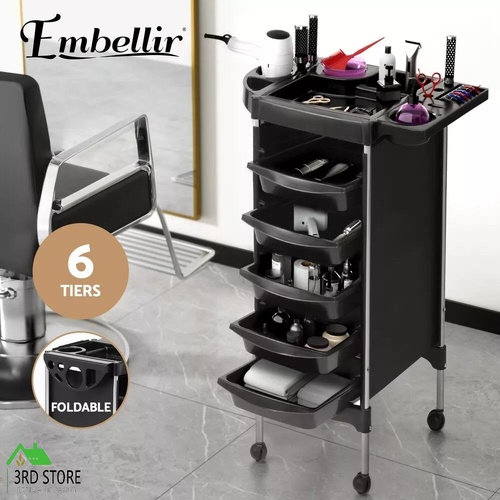 Embellir Salon Trolley Cart Spa Beauty Rolling Tray Hairdressing Storage 6 Tiers
