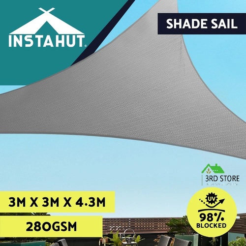 Instahut Sun Shade Sail Cloth Shadecloth Right Rectangle Canopy 280gsm 3x3x4.3m