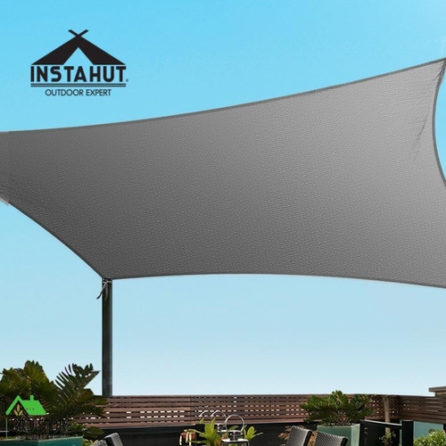 Instahut Sun Shade Sail Cloth Shadecloth Rectangle Canopy Grey 280gsm 3x4m