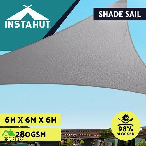 Instahut Sun Shade Sail Cloth Shadecloth Outdoor Canopy Triangle 280gsm 6x6x6m