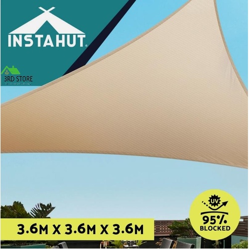 Instahut Shade Sail Cloth Shadecloth Triangle Heavy Duty Sun Canopy 3.6x3.6x3.6M
