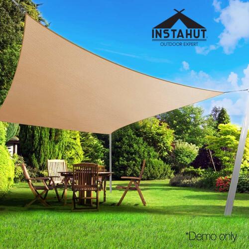Instahut Sun Shade Sail Cloth Shadecloth Rectangle Canopy Sand 280gsm 2.5x3m