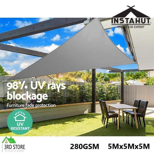 Instahut Sun Shade Sail Cloth Shadecloth Outdoor Canopy Triangle 280gsm 5x5x5m