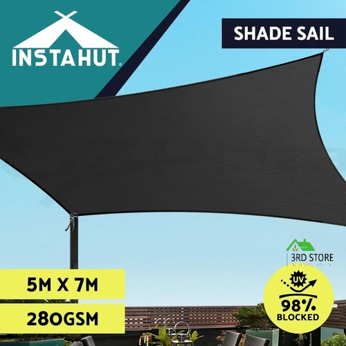 Instahut Sun Shade Sail Cloth Shadecloth Outdoor Canopy Rectangle 280gsm 5x7m