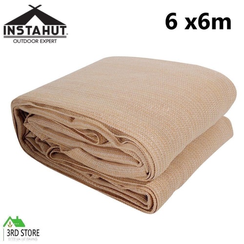 Instahut Shade Sail Cloth Shadecloth Square Heavy Duty Sand Sun Canopy 6x6m