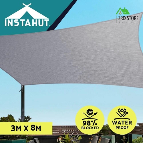 Instahut Waterproof Shade Sail Shade cloth Rectangle Canopy 3x8m