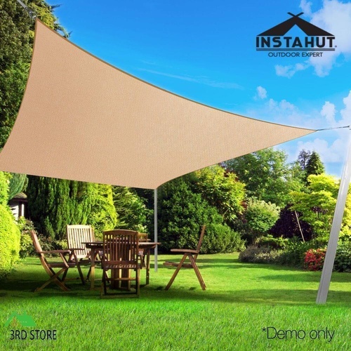 Instahut Waterproof Shade Sail Cloth Shadecloth Rectangle Sand Sun Canopy 4x5m