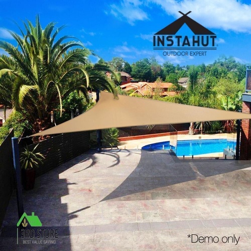 Instahut Waterproof Shade Sail Cloth Shadecloth Triangle Sand Sun Canopy 5x5x5m
