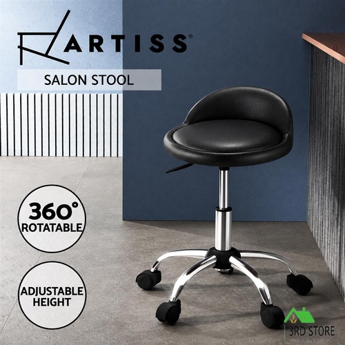 Artiss Salon Stool Swivel Chair Backrest Barber Hairdressing Chairs Black