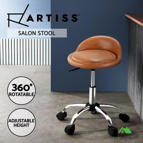 Artiss Salon Stool Swivel Chair Backrest Barber Hairdressing Chairs Brown