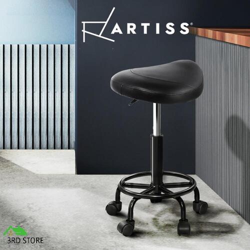 Artiss Saddle Stool Salon Chair Black Swivel Beauty Barber Hairdressing Gas Lift
