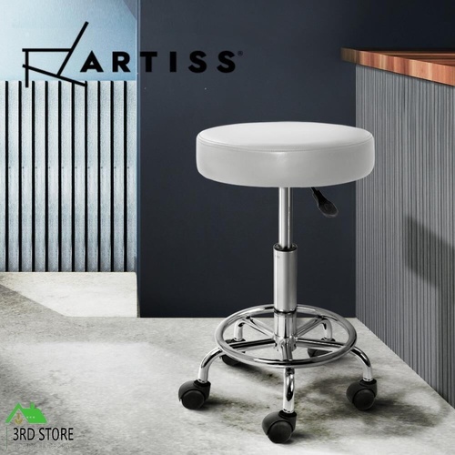 Artiss Round Chair Stools Salon Stool White Swivel Beauty Barber Hairdressing