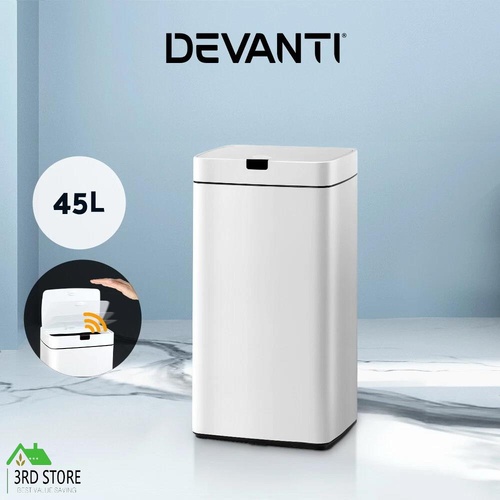 RETURNs Devanti 45L Motion Sensor Bin Automatic Rubbish Trash Can Kitchen Touch Free WH