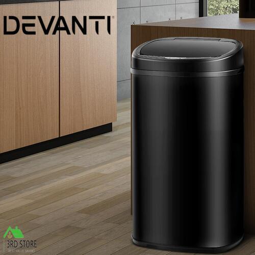Devanti 58L Motion Sensor Bin Rubbish Waste Automatic Trash Kitchen Office Black