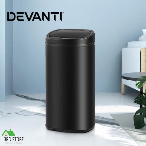 RETURNs Devanti 68L Sensor Rubbish Bin Black Automatic Trash Waste Kitchen Home Office