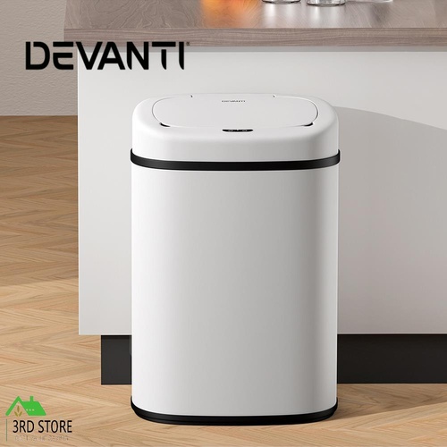 RETURNs Devanti 82L Motion Sensor Bin Rubbish Waste Automatic Trash Can Kitchen White