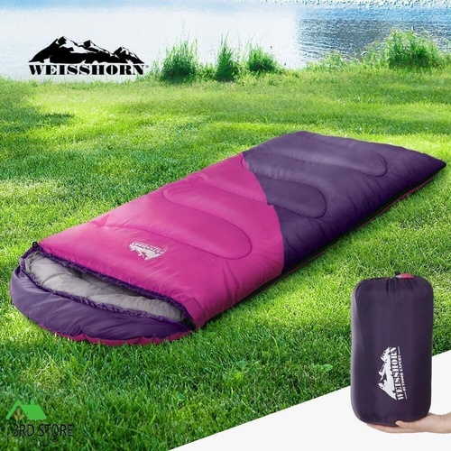 Weisshorn Sleeping Bag Bags Kid 172cm Camping Hiking Thermal Pink