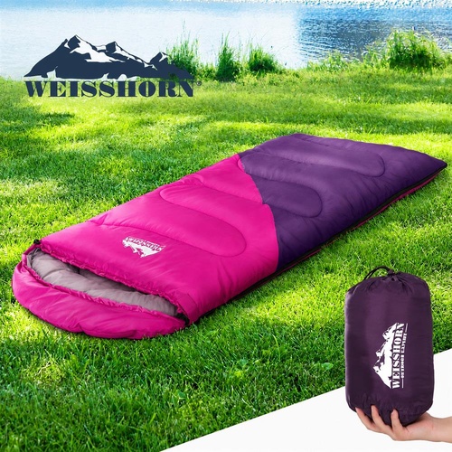 Weisshorn Sleeping Bag 136cm Kids Camping Hiking Winter Pink