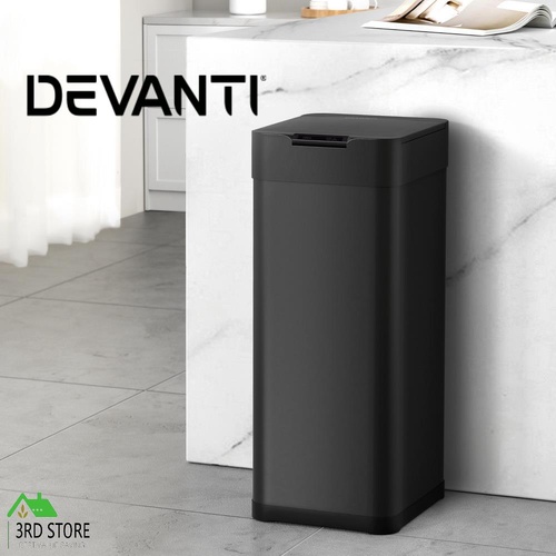 Devanti 50L Sensor Bin Motion Rubbish Bins Kitchen Automatic Trash Can Black