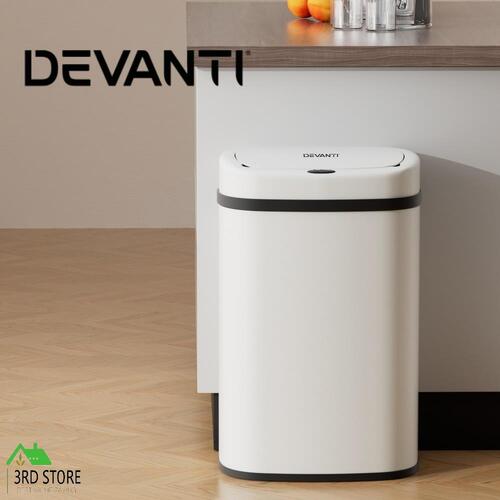 Devanti 50L Sensor Bin Motion Rubbish Automatic Trash Can Kitchen White