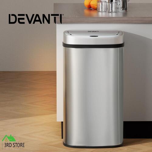 Devanti Sensor Bin 60L Motion Rubbish Stainless Trash Can Automatic Touch Free