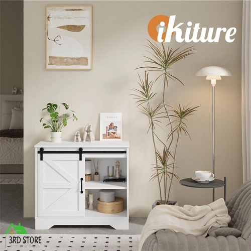 Oikiture Buffet Sideboard Cabinet Pantry Storage Cupboard Sliding Door White