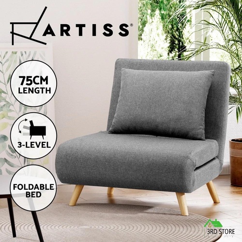 Artiss Sofa Bed Convertible Couch Recliner Lounge Chair Linen Grey
