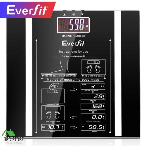 Everfit 180KG Electronic Digital Body Fat Scale Scales Bathroom Monitor Tracker