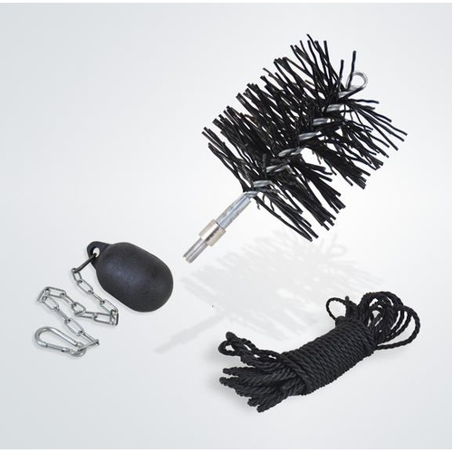 Scandia PULL THRU FLUE BRUSH KIT 10m Nylon Rope, 6" Brush, Drop Weight