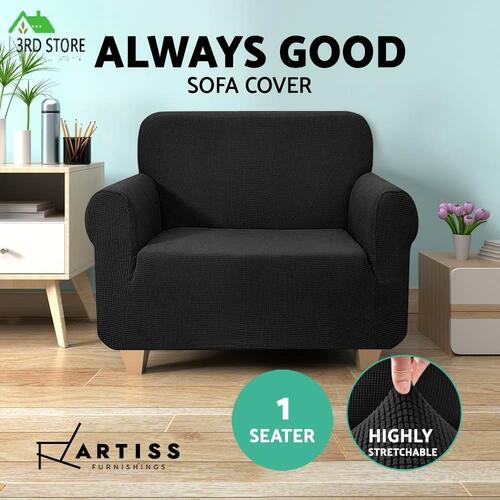 Artiss Sofa Cover 1 Seater Couch Covers Recliner Lounge Protector Slipcovers Black