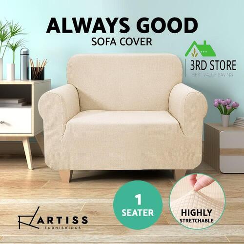 Artiss High Stretch Sofa Cover Couch Lounge Protector Slipcovers 1 Seater Sand