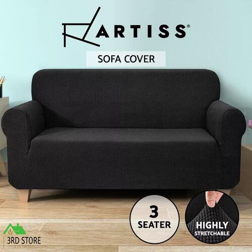 Artiss High Stretch Sofa Cover Couch Lounge Protector Slipcovers 3 Seater Black