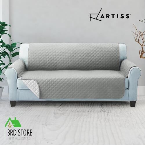 Artiss Sofa Cover Quilted Couch Covers Lounge Protector Slipcovers 3 Seater Grey