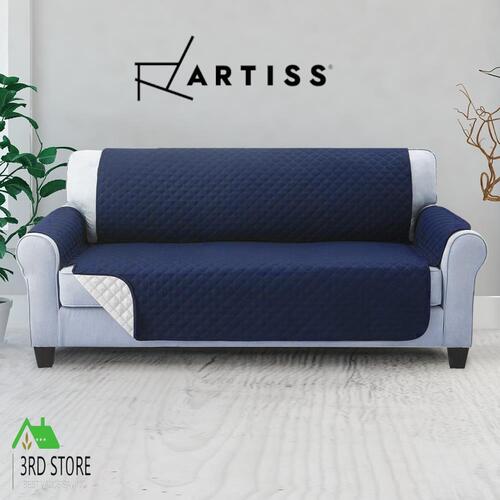 Artiss Sofa Cover Quilted Couch Covers Lounge Protector Slipcovers 3 Seater Navy