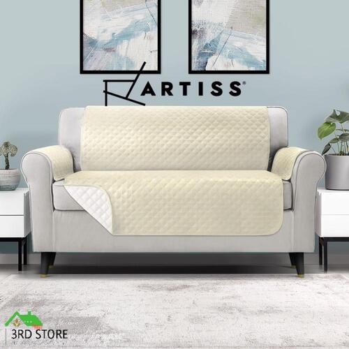 Artiss Sofa Cover Quilted Couch Covers 100% Water Resistant 3 Seater Beige