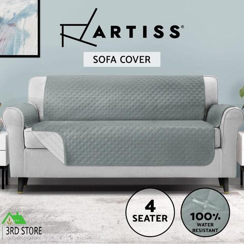 Artiss Sofa Cover Quilted Couch Covers 100% Water Resistant 4 Seater Grey