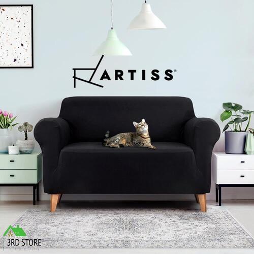 Artiss Sofa Cover Couch Covers 2 Seater Slipcover Lounge Protector Stretch Black