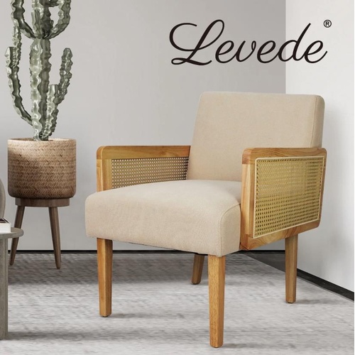 Levede Accent Armchair Rattan Single Sofa Chair Lounge Side Chairs Natural