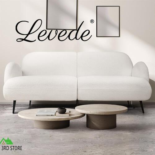 Levede Boucle Sofa 3 Seater Sherpa Fleece Upholstered Lounge Modern Couch Office