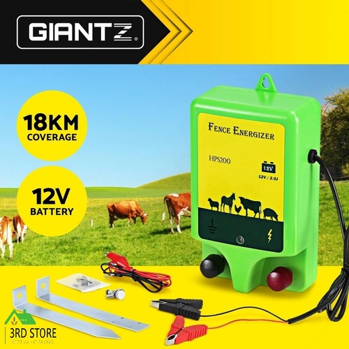 Giantz 18km Electric Fence Energiser Energizer Charger Farm Animal 1.56J