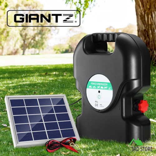 Giantz 20km Electric Fence Energiser Solar Energizer Charger Farm Animal 1.2J