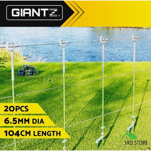 Giantz 20x Electric Fence Pigtail Posts Steel Graze Farming Fencing Insulated