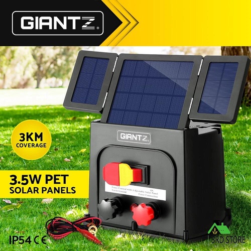 Giantz 3km Electric Fence Energiser PET Solar Energizer 0.1J