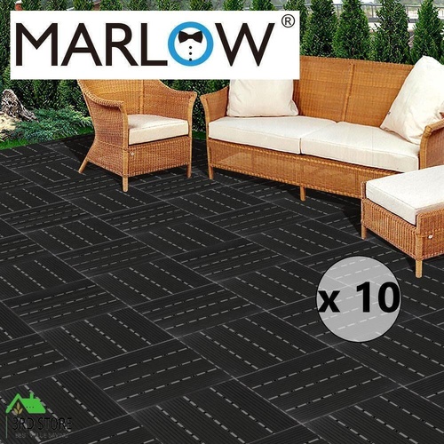 Marlow x10 Floor Tiles Plastic Decking Garden Indoor Outdoor Backyard Home Decor