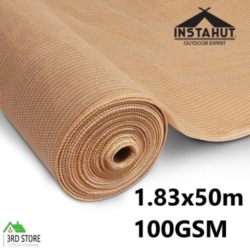 Instahut 50% Sun Shade Cloth Shadecloth Sail Roll Mesh Outdoor 100gsm 1.83x50m