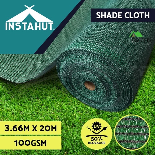 Instahut 50% Sun Shade Cloth Shadecloth 3.66x20m Sail Roll Mesh Outdoor 100gsm