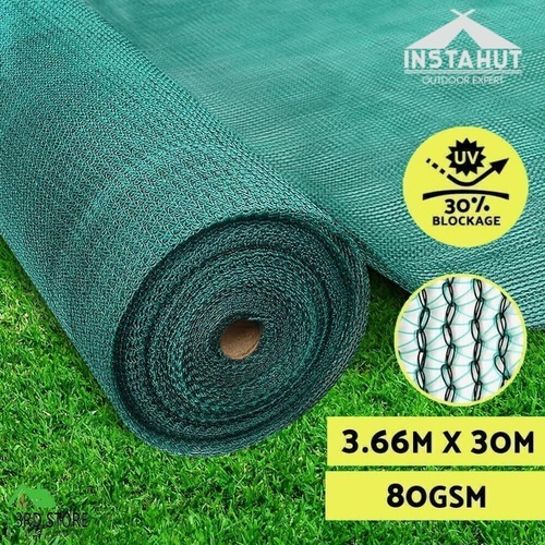 Instahut 3.66x30m 30% UV Shade Cloth Shadecloth Sail Garden Mesh Roll Outdoor Green