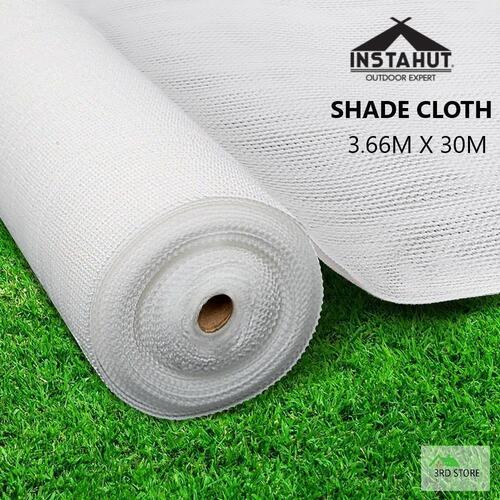 Instahut 3.66x30m 30% UV Shade Cloth Shadecloth Sail Garden Mesh Roll Outdoor White